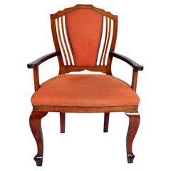 Set of Three Italian Art Deco Walnut Chairs - Desk or Vanity Seating, circa 1930