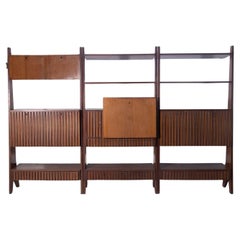 Juego de tres librerías italianas de BBPR con detalles de latón y cristal