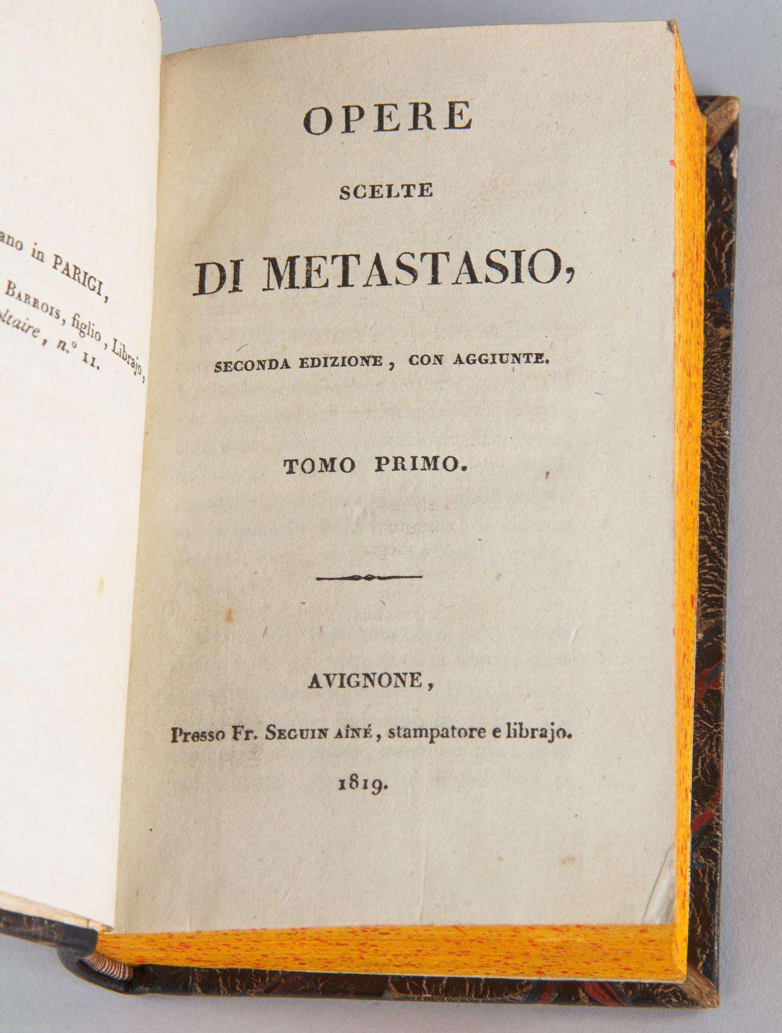 Set of Three Italian Books Operre Di Metastatio, 1819 For Sale 8
