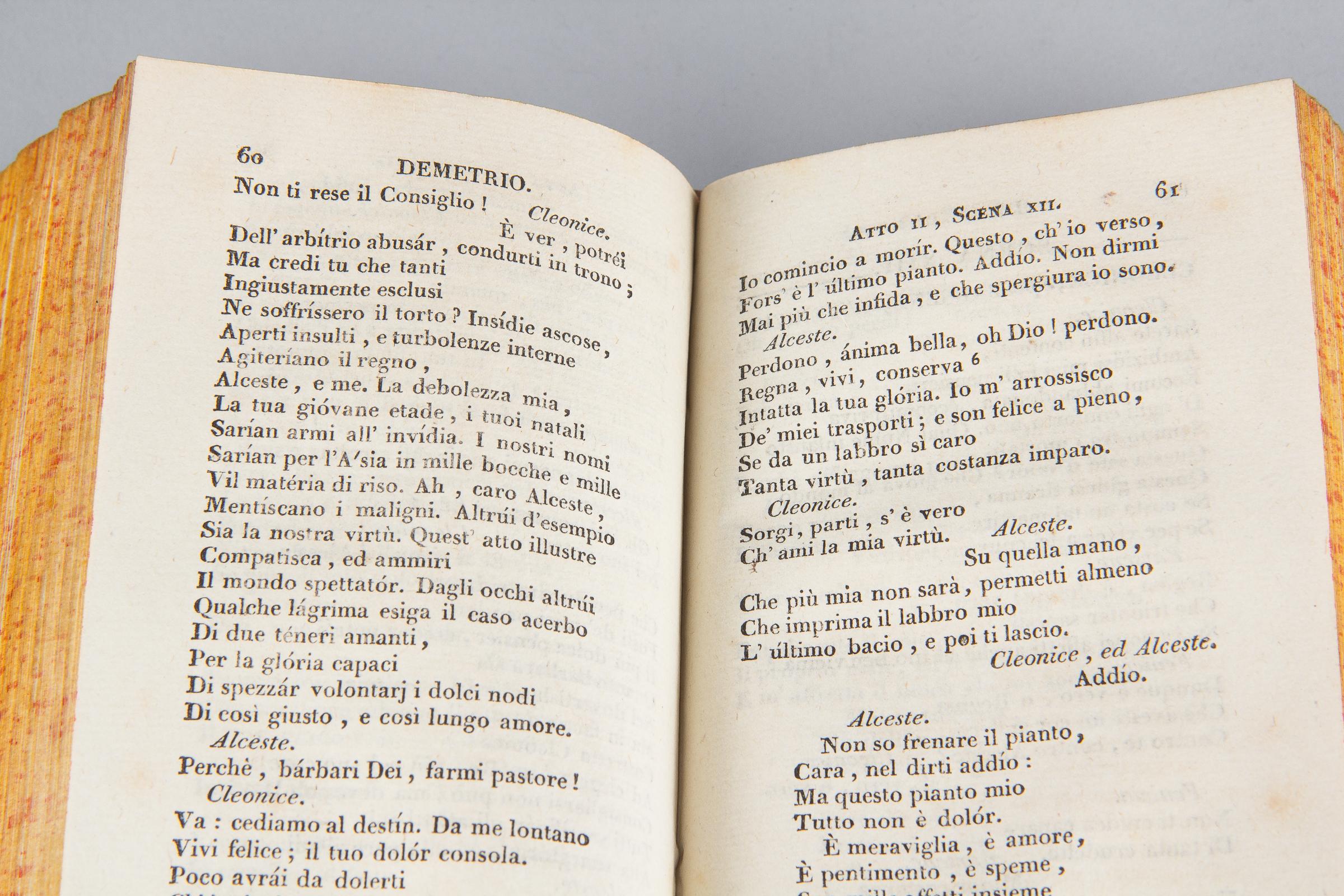 Set of Three Italian Books Operre Di Metastatio, 1819 For Sale 11