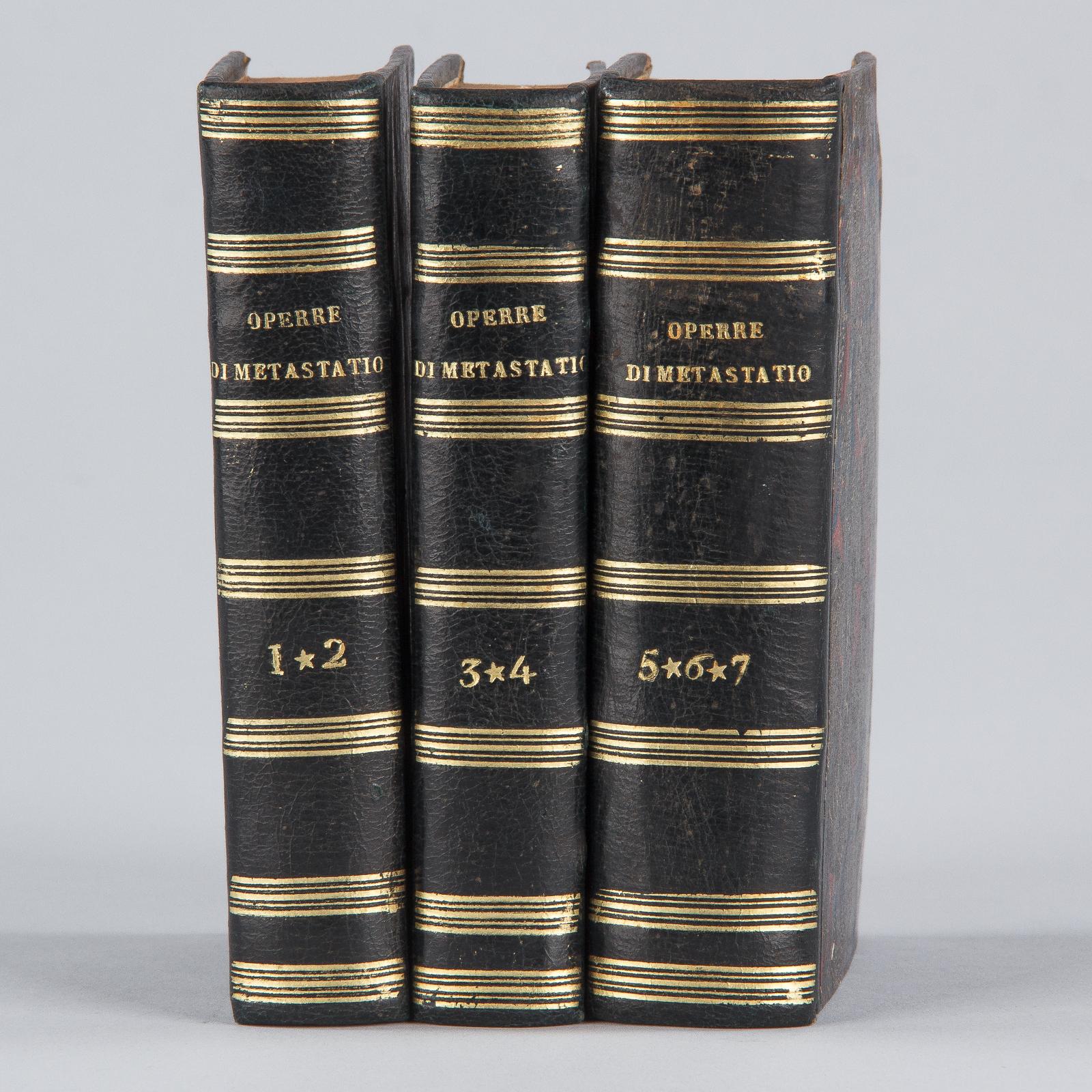 Set of Three Italian Books Operre Di Metastatio, 1819 In Good Condition For Sale In Austin, TX