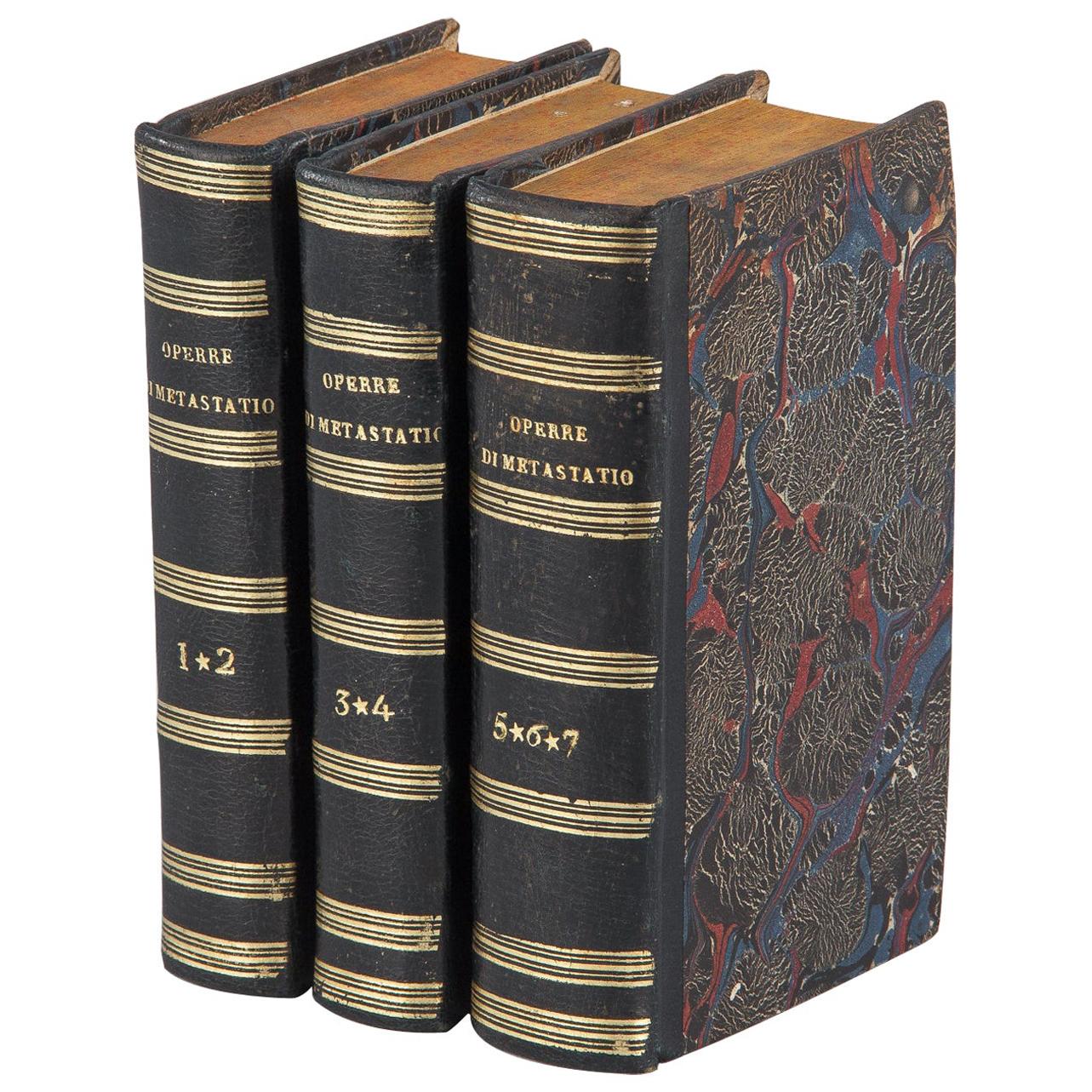Set of Three Italian Books Operre Di Metastatio, 1819 For Sale