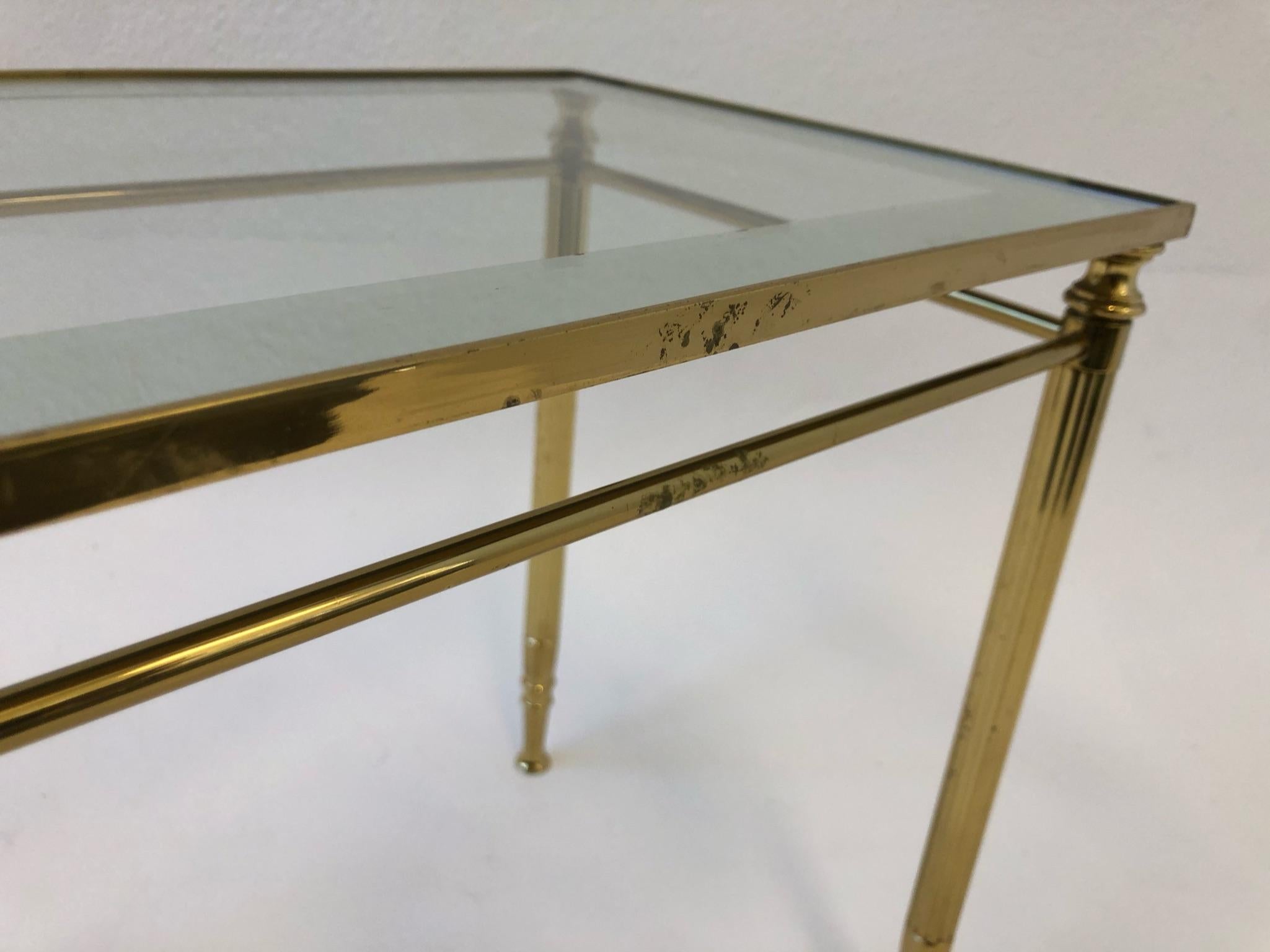 Set of Three Italian Brass and Glass Nesting Tables by Maison Baguès 6