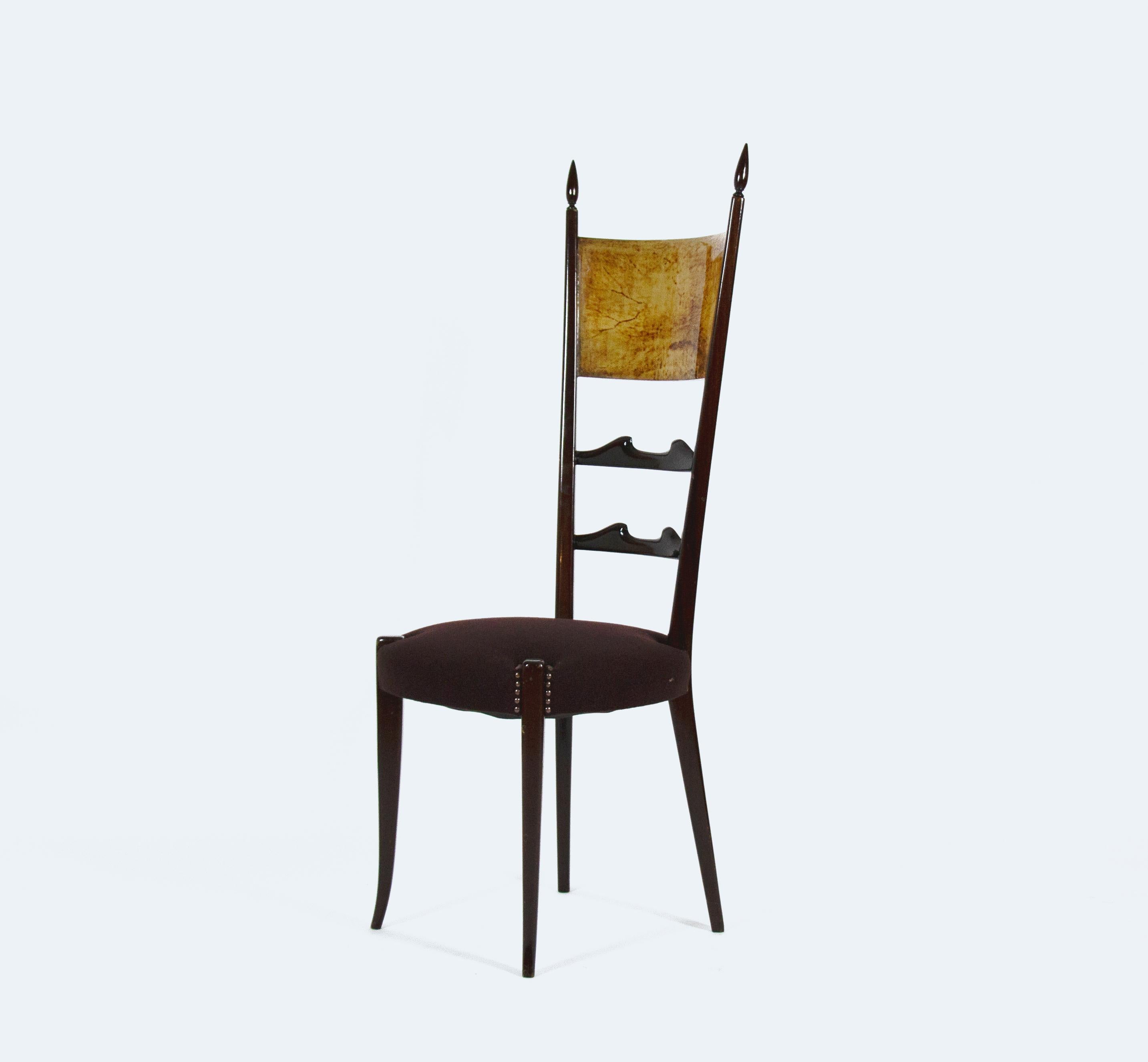 Mid-Century Modern Ensemble de trois chaises italiennes à haut dossier par Alto Tura en vente