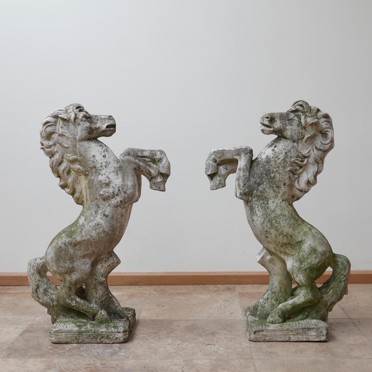 20th Century Set of Three Italian Composite Garden Prancing Horses For Sale