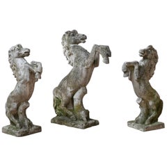 Set of Three Italian Composite Garden Prancing Horses