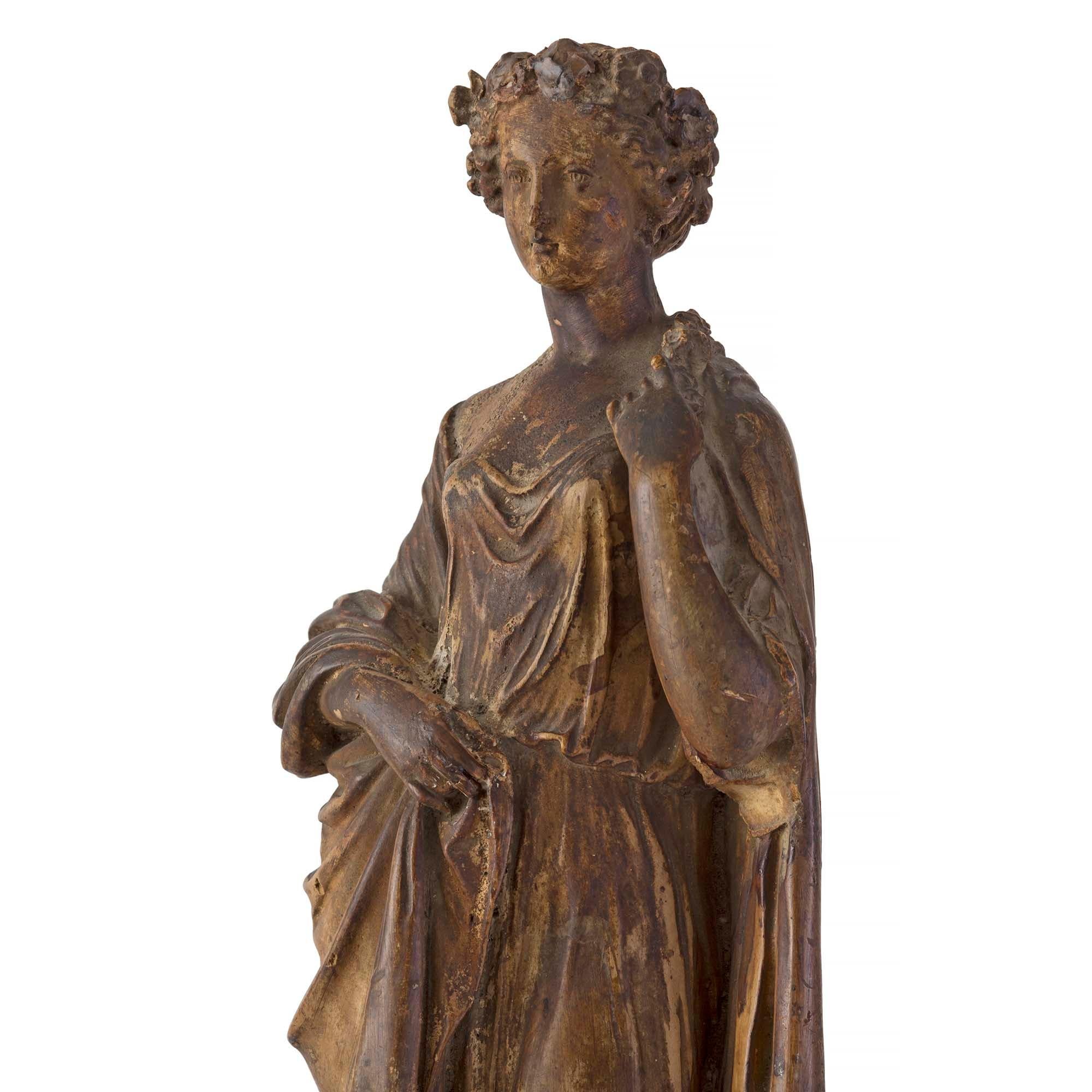 XVIIIe siècle et antérieur Ensemble de trois statues italiennes en terre cuite du début du XVIIIe siècle de la période néoclassique en vente