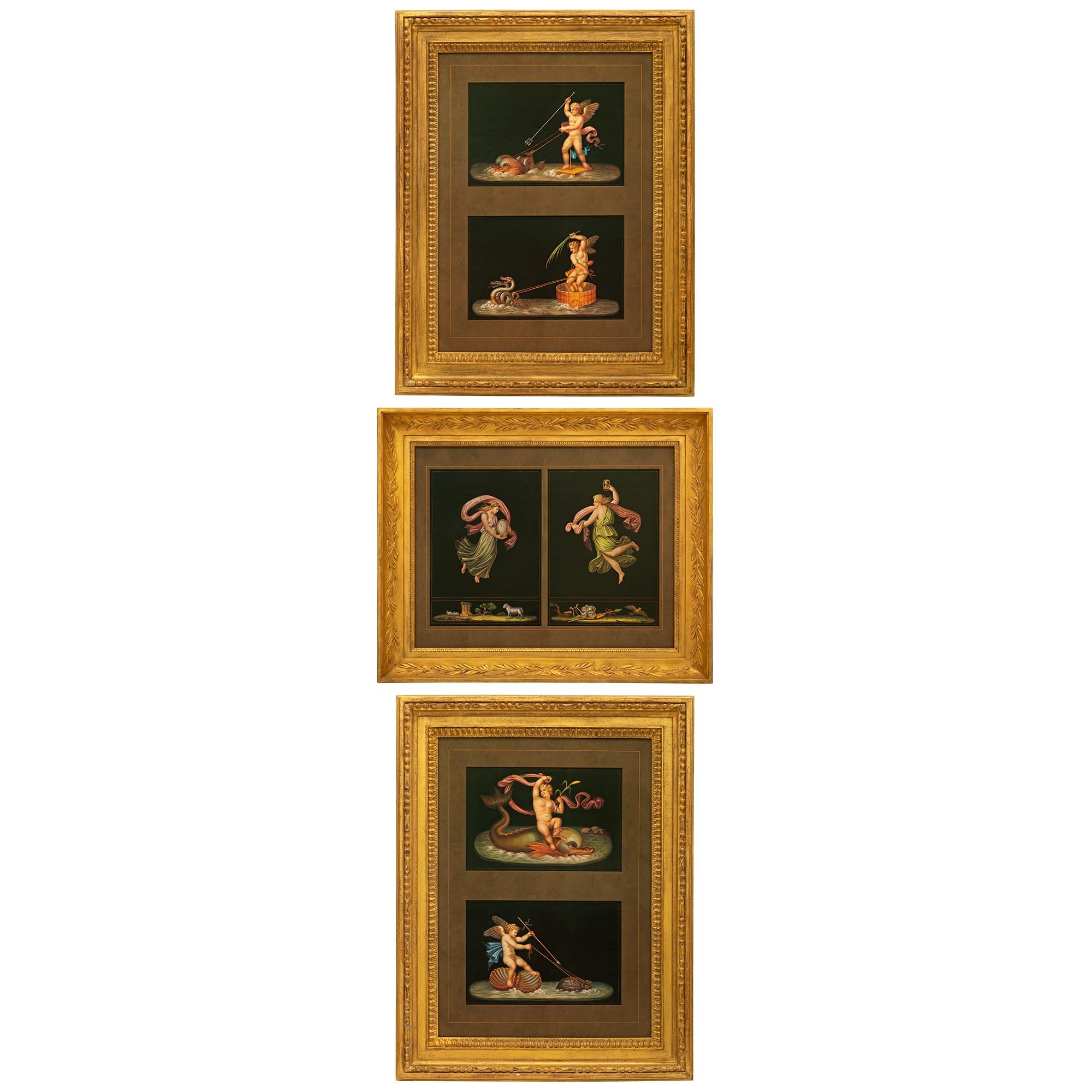 Set di tre gouaches italiane del primo Ottocento in vendita 7
