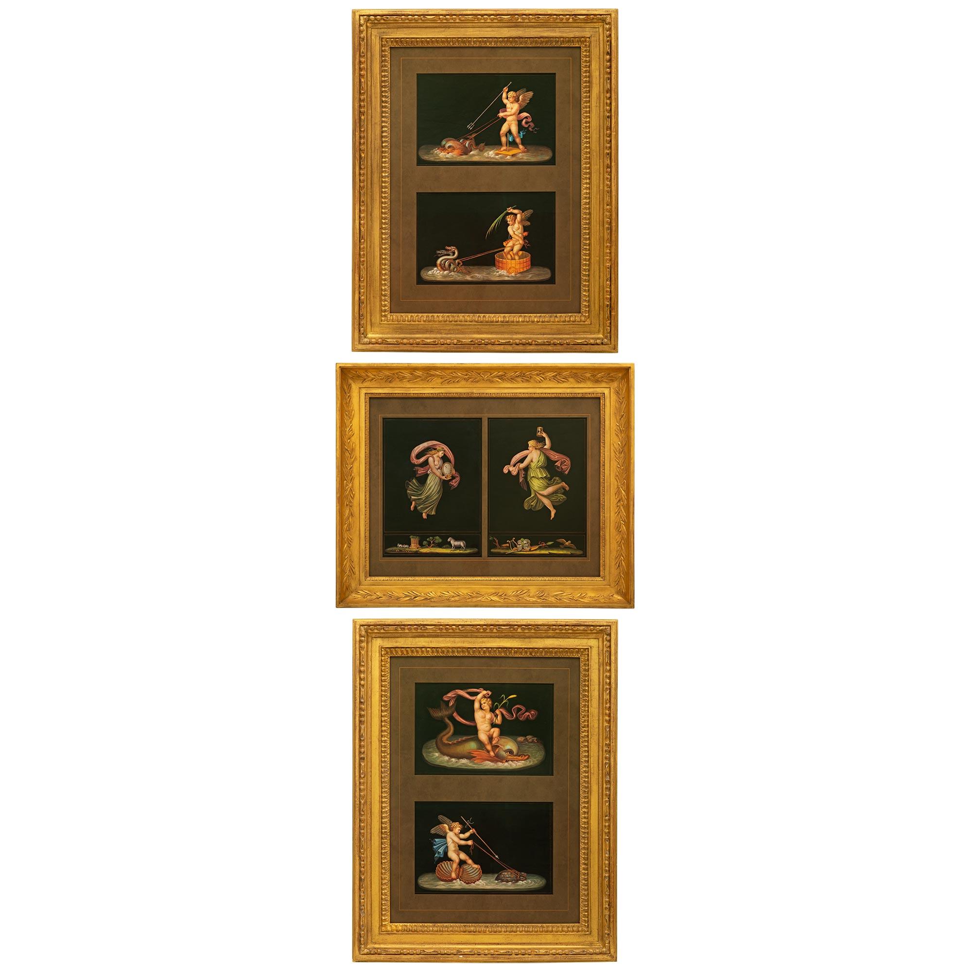 Set of Three Italian Early 19th Century Gouaches For Sale 10