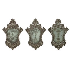 Set of Three Italian Early 19th Century Venetian Etched Mirrors