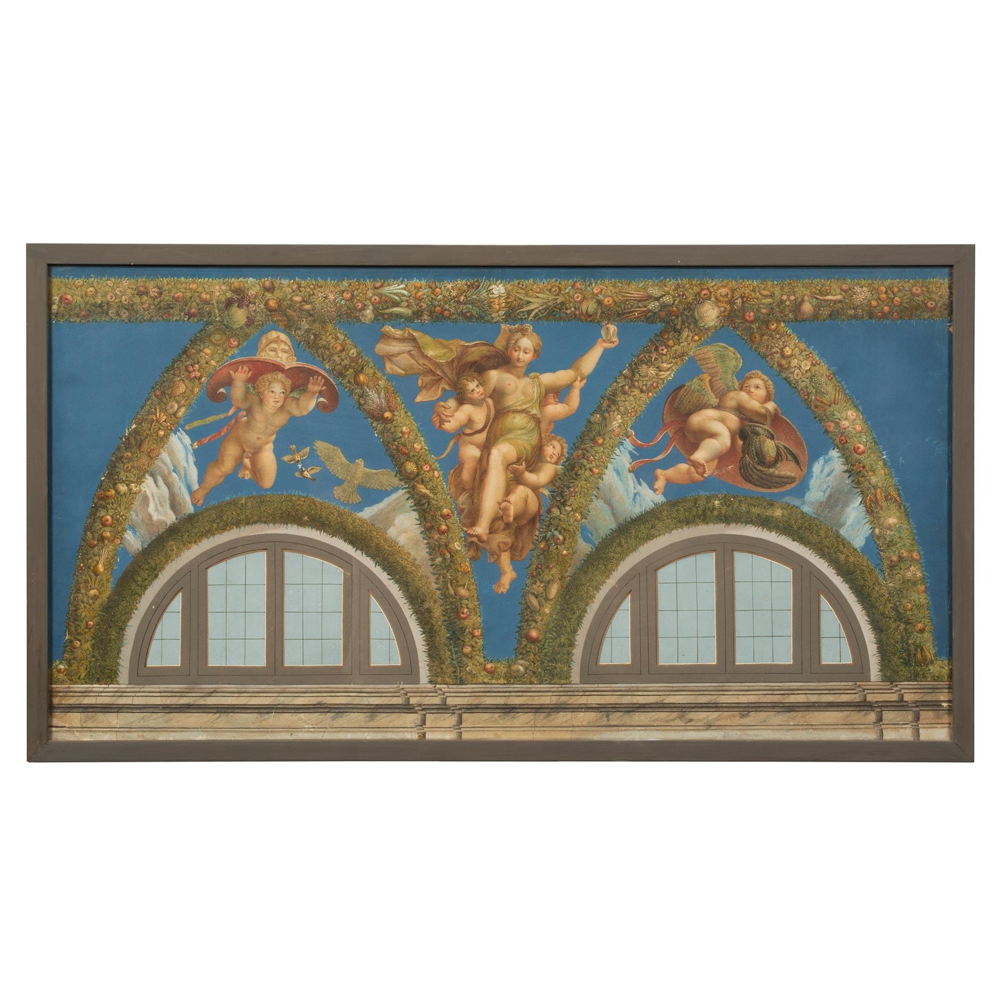 Set of Three Italian Early 19th Neo-Classical St. Neapolitan Gouaches For Sale 1