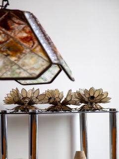 Set of Three Italian Floral Sconces in Gilt Iron by Banci Firenze