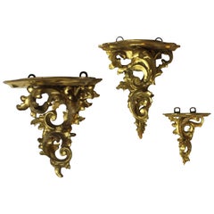 Set of Three Italian Giltwood Wall Brackets