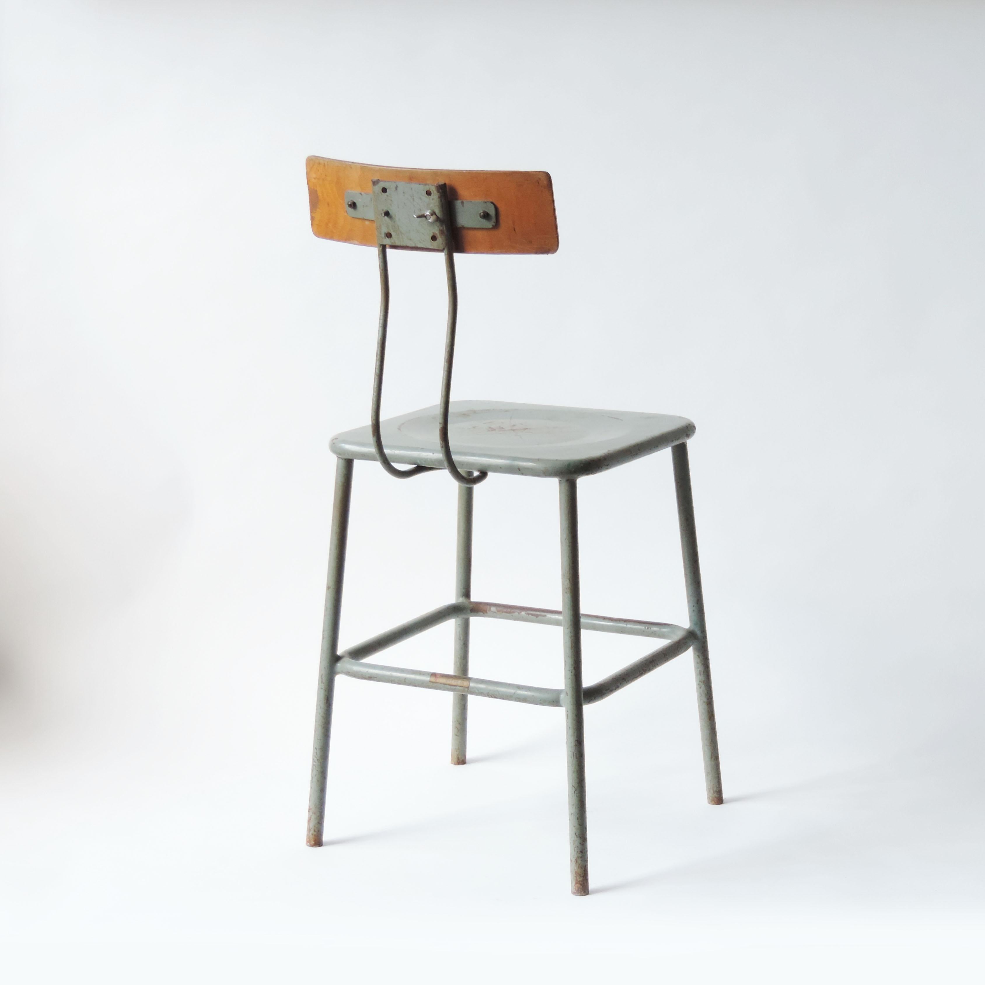 Cold-Painted Set of Three Italian Industrial Chairs, Italy, 1950s For Sale