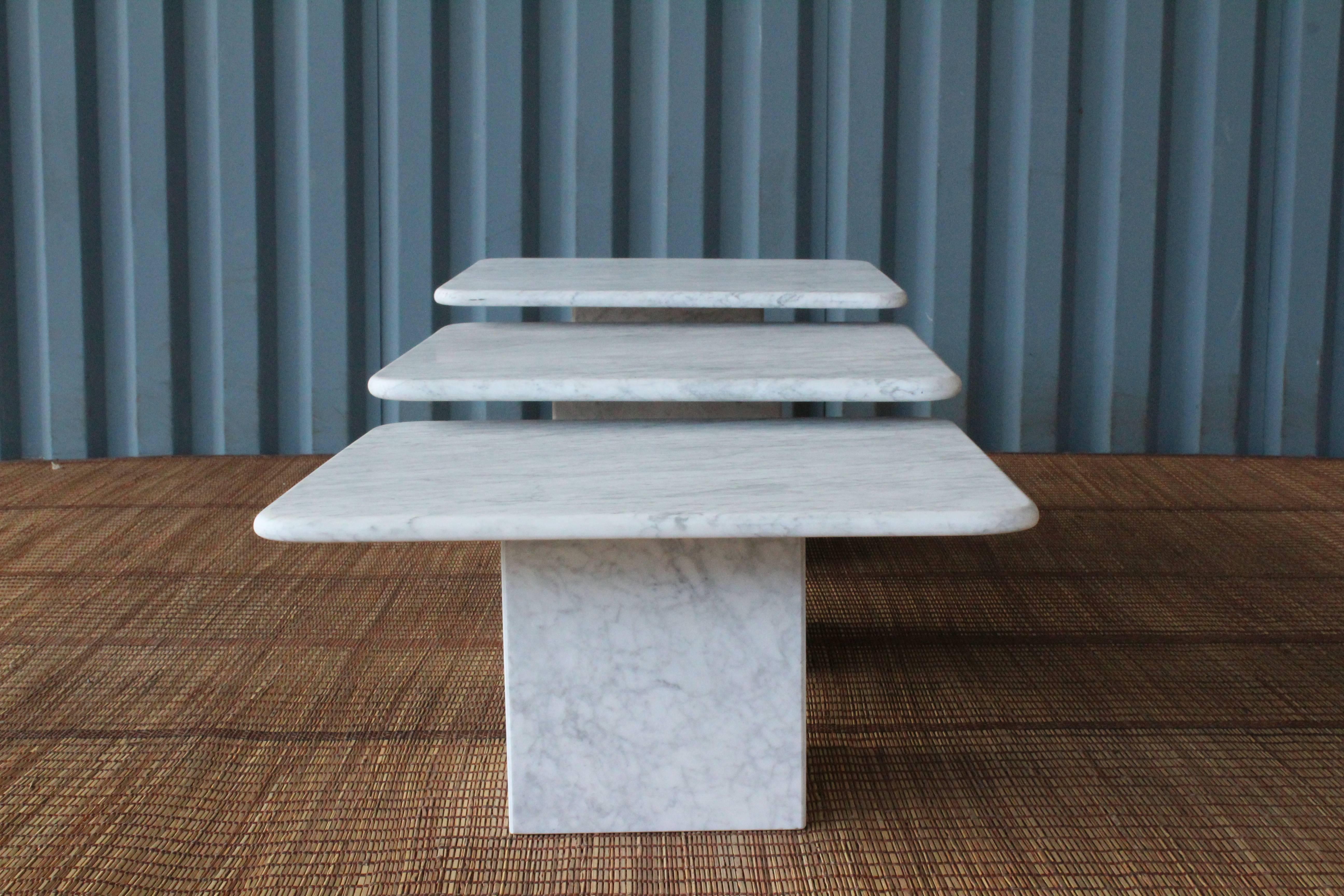 Set of Three Italian Marble Nesting Tables, 1970s In Excellent Condition In Los Angeles, CA