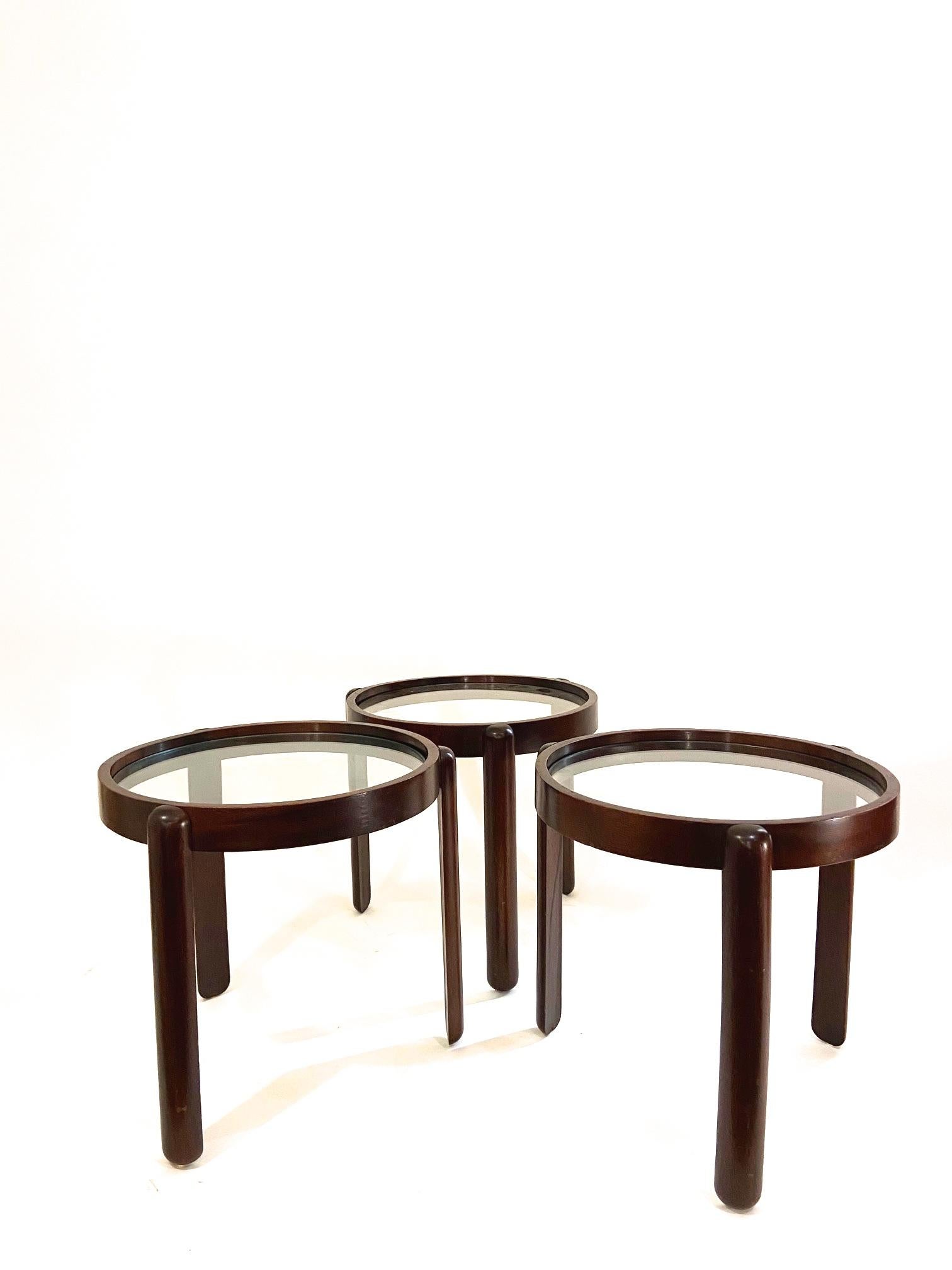 Mid-20th Century Set of Three Italian Mid-Century Modern Mahogany Nesting Tables, 1960s