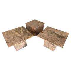 Set of Three Italian Mid Century Modern Marble Side Coffee Tables