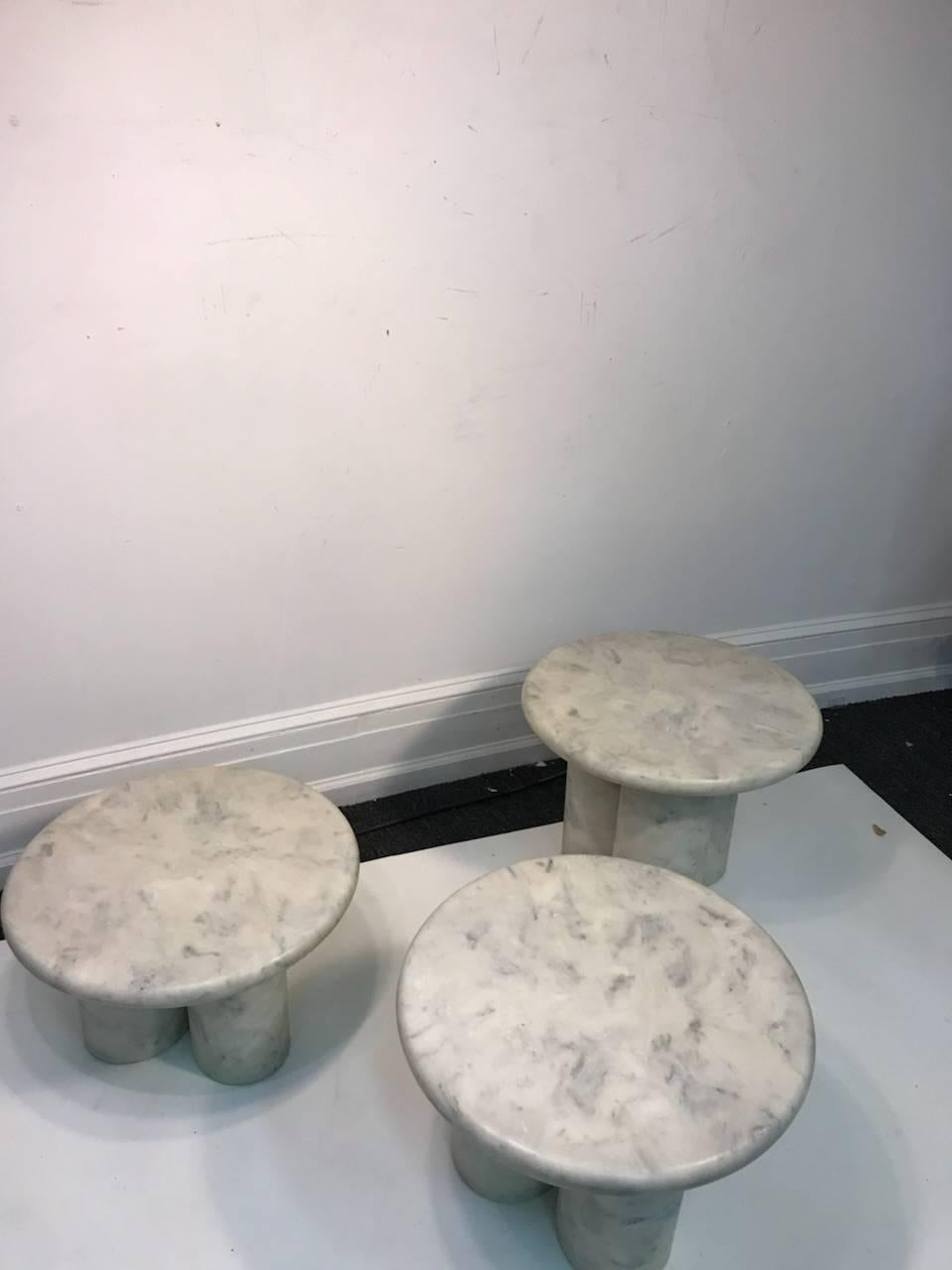 Set of Three Italian Modern Resin Marble Tables For Sale 2