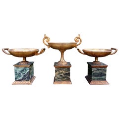 Set of Three Italian Neoclassical Style Carved Giltwood Urns