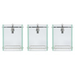 Set of Three Italian Nickel and Glass Ceiling Lights