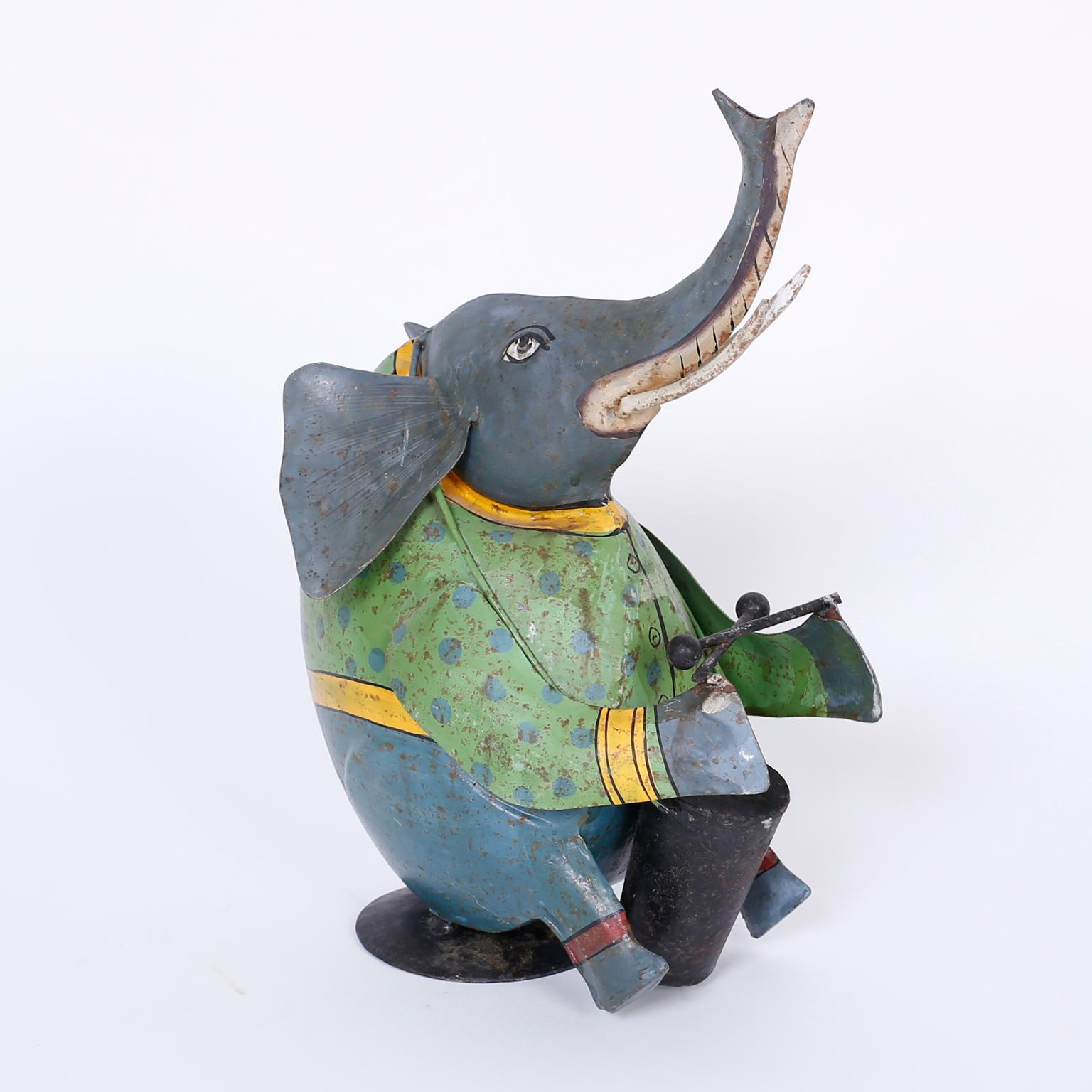 Set of Three Italian Painted Metal or Tole Elephants In Good Condition In Palm Beach, FL