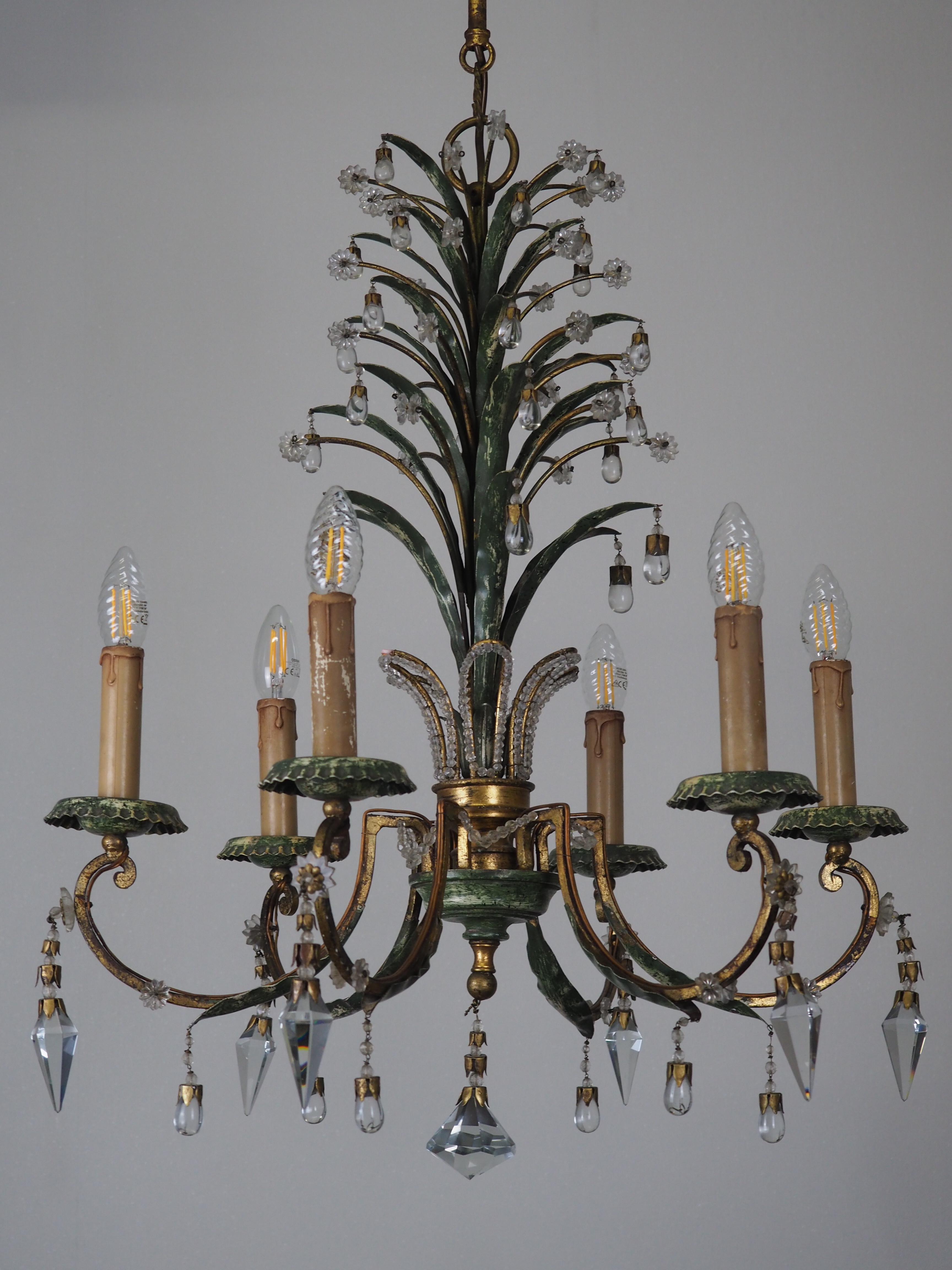 Patinated Set of Three Italian Pineapple Light Fixtures by G.Banci, circa 1970s For Sale
