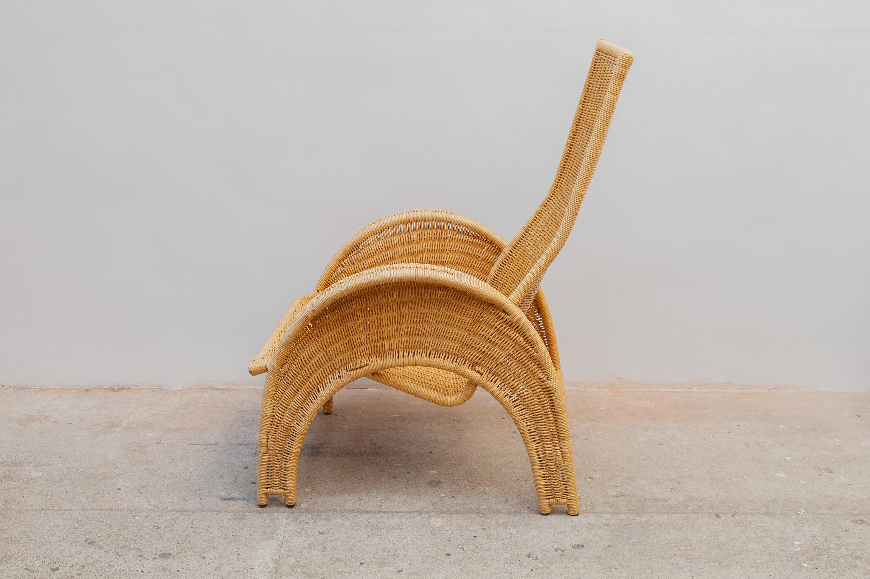 Hand-Crafted Set of Three Italian Rattan Patio Lounge Chairs for Bonacina