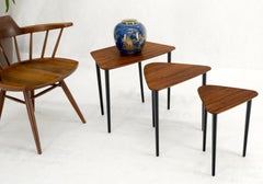 Set of Three Italian Rosewood Mid Century Modern Dowel Leg Nesting Tables
