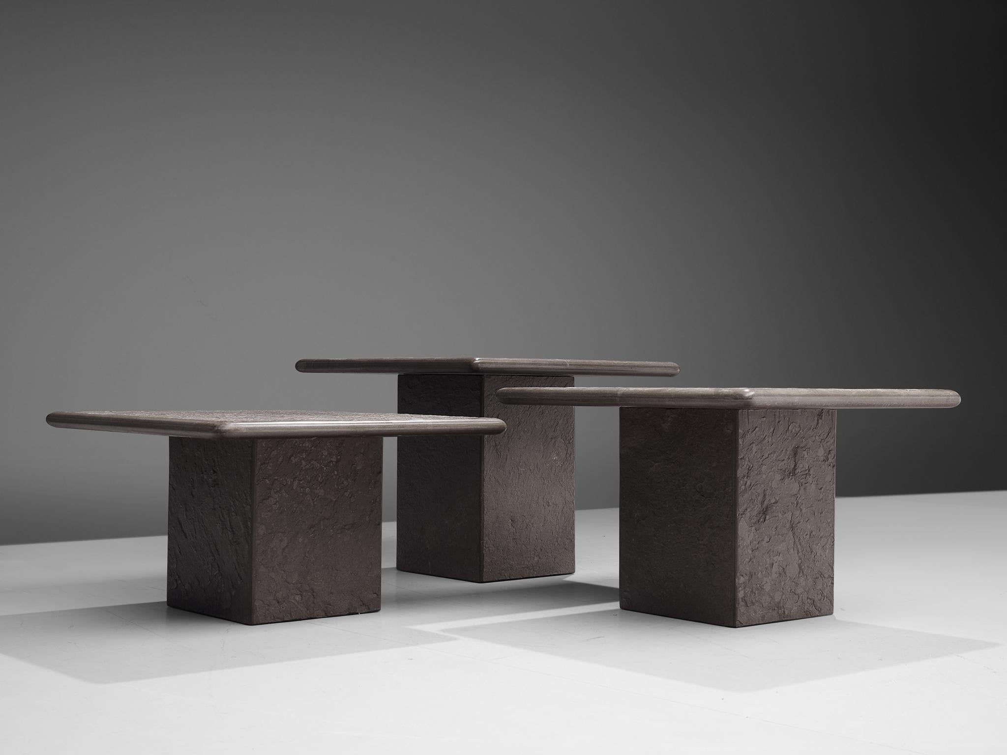 Set of Three Italian Side Tables in Fossil Stone 2