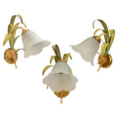 Set of Three Italian Tole Florentine Florence Sconce, vintage 1970s