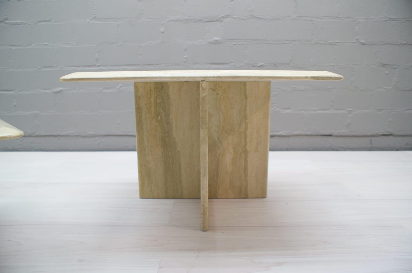 Set of Three Italian Travertine Side or End Tables, 1970s 7
