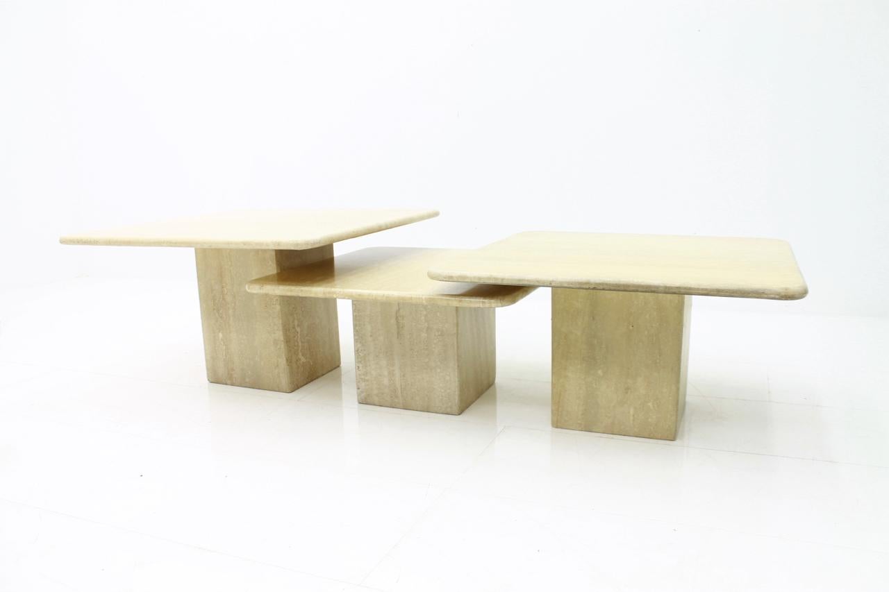 Set of Three Italian Travertine Side or End Tables, 1970s 6