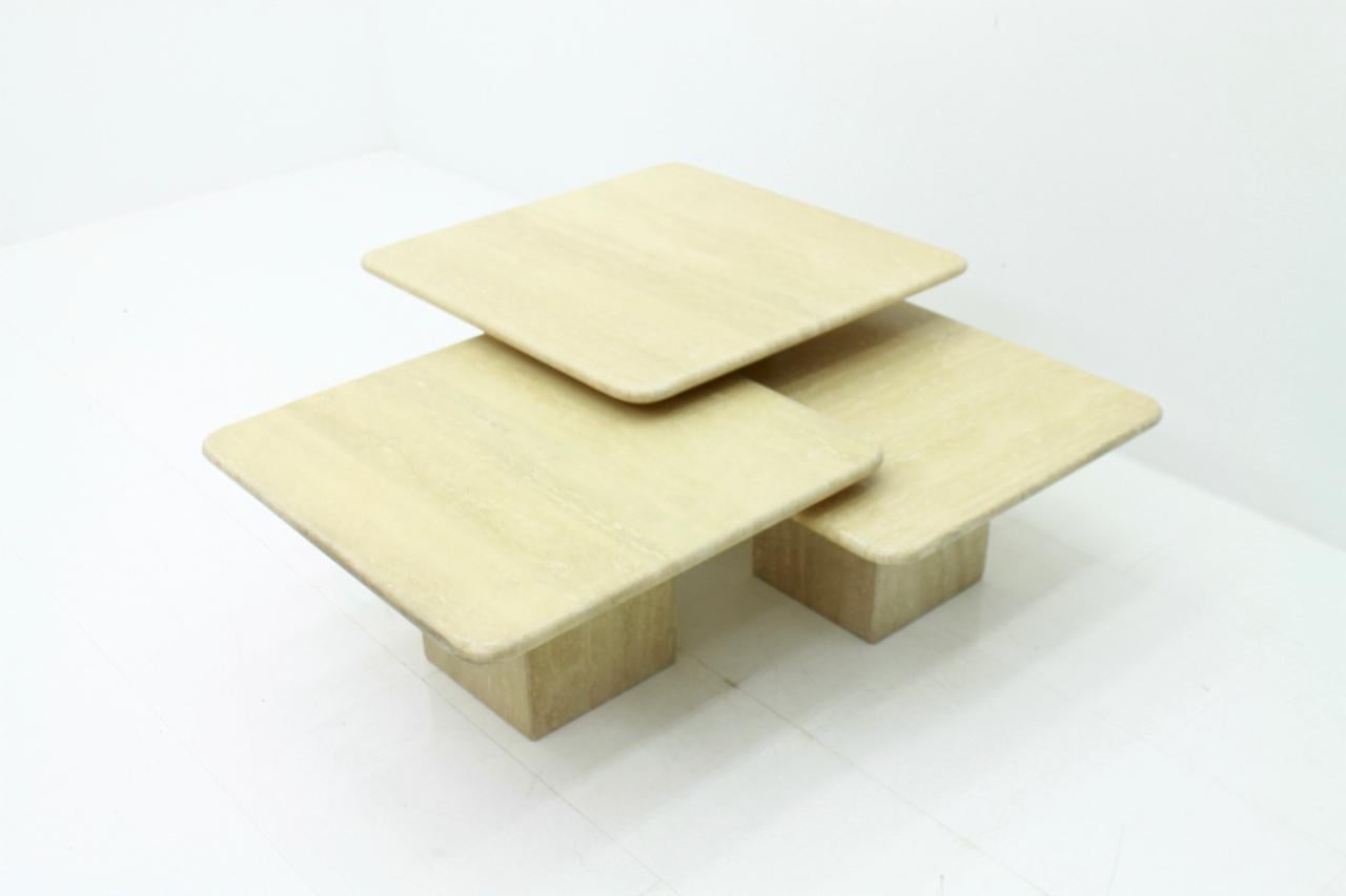 Set of Three Italian Travertine Side or End Tables, 1970s 8