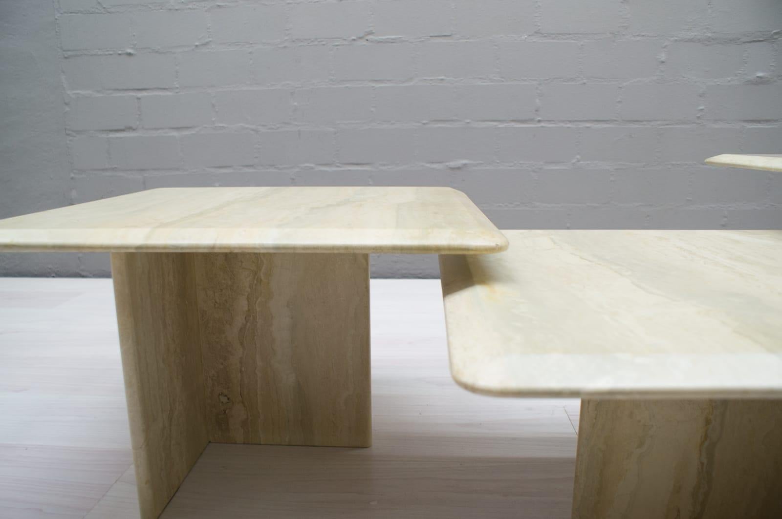 Set of Three Italian Travertine Side or End Tables, 1970s 3