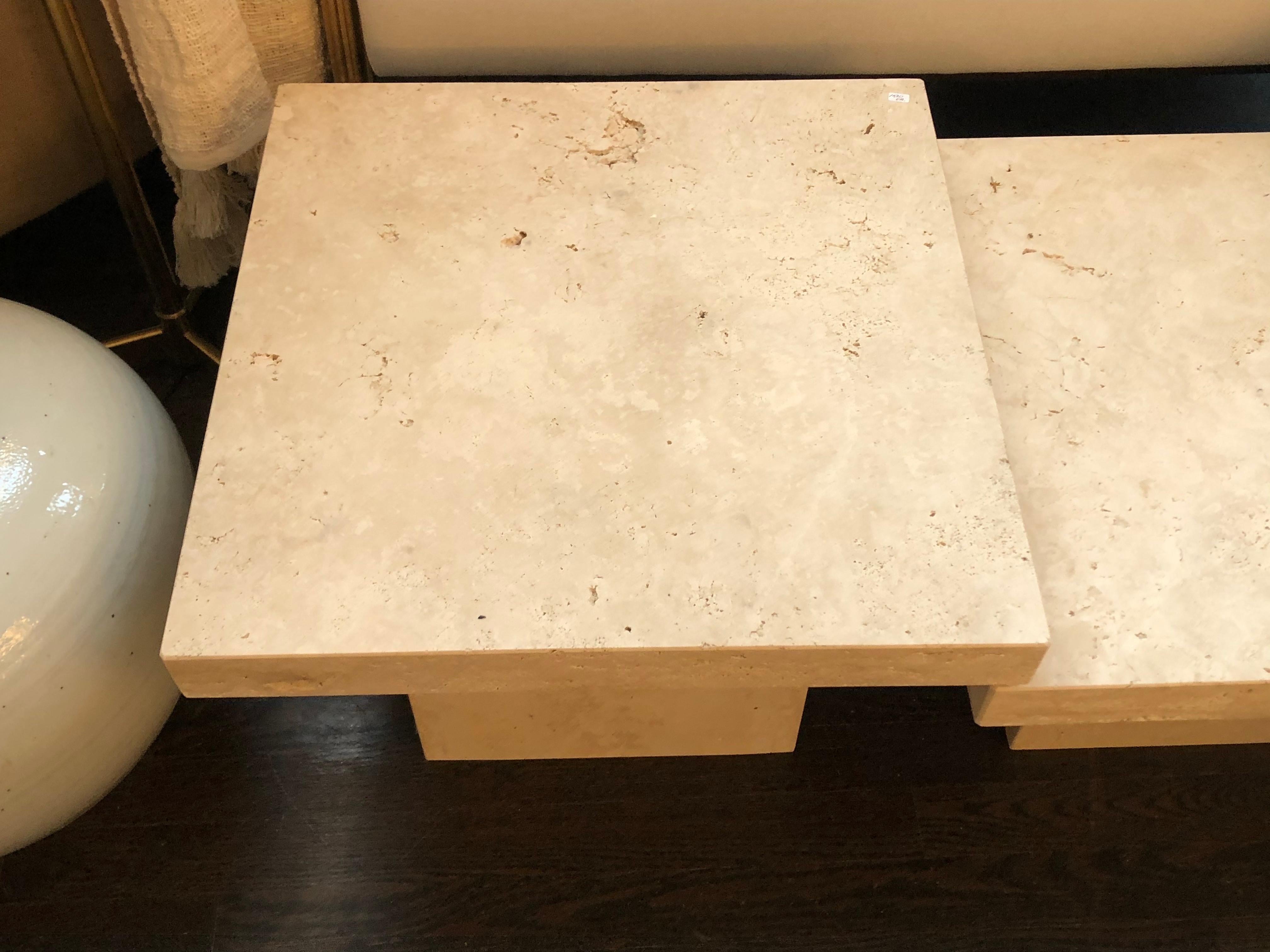 Set of Three Italian Travertine Tables by Le Lampade In New Condition In Sag Harbor, NY