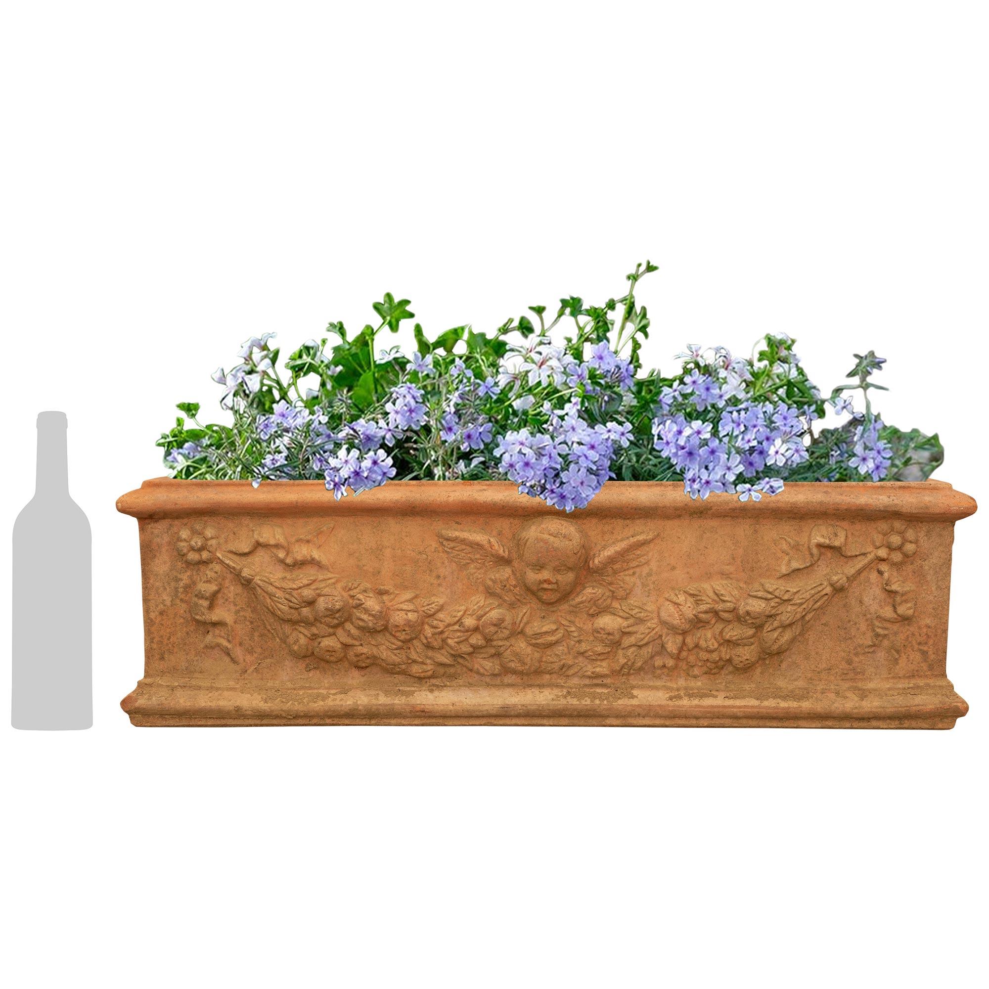 Country set of three Italian Turn of the Century Tuscan st. Terra Cotta planters For Sale