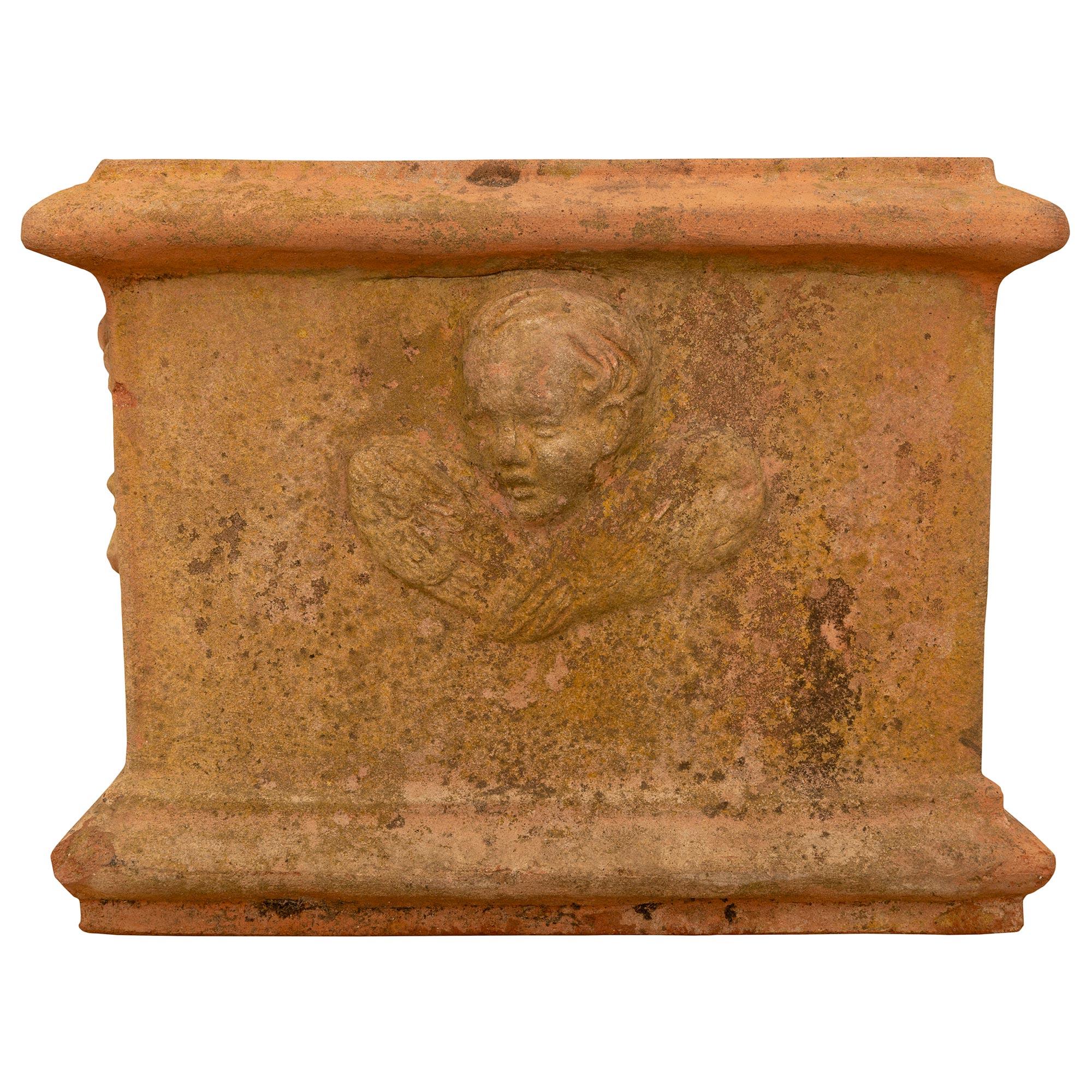 20th Century set of three Italian Turn of the Century Tuscan st. Terra Cotta planters For Sale
