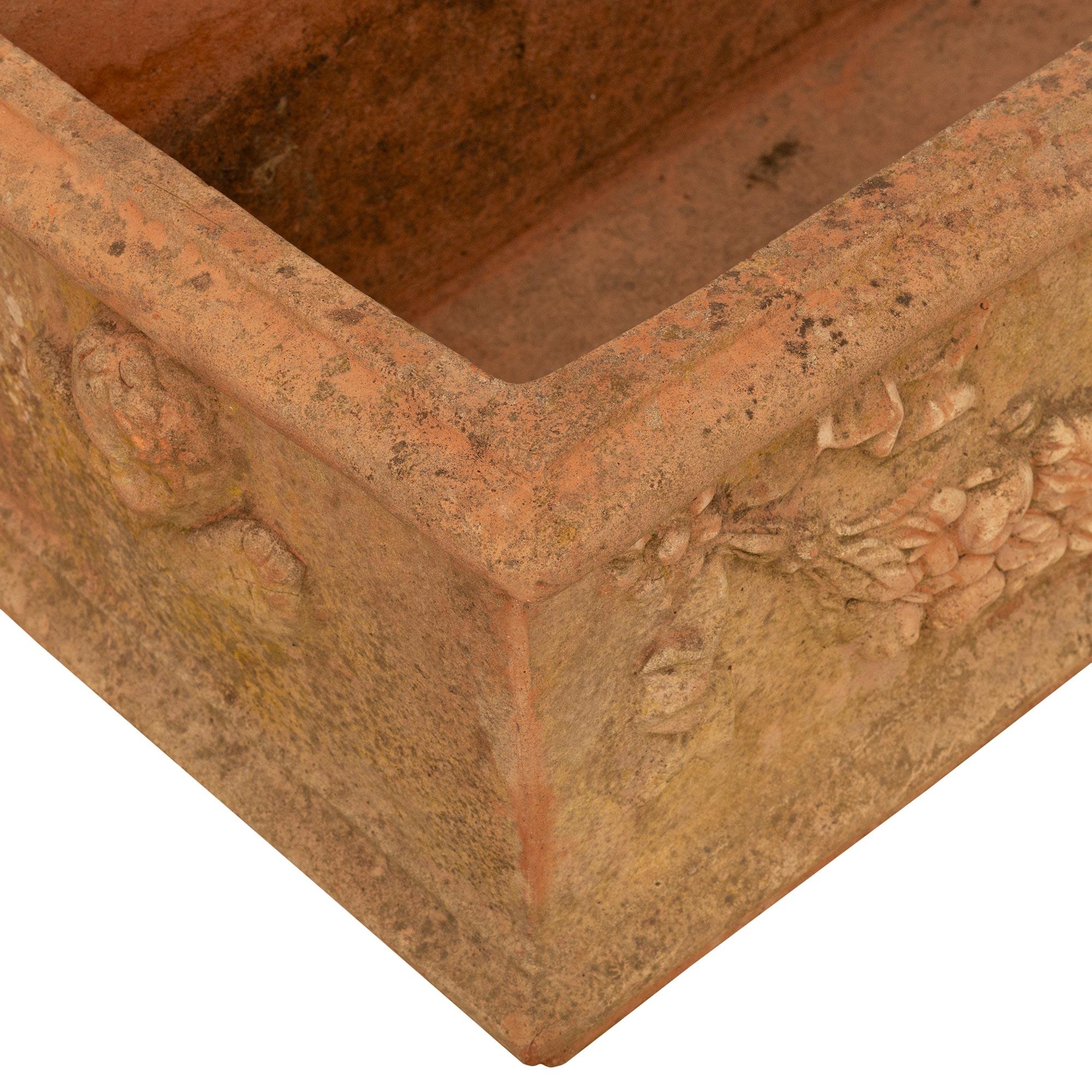 Terracotta set of three Italian Turn of the Century Tuscan st. Terra Cotta planters For Sale