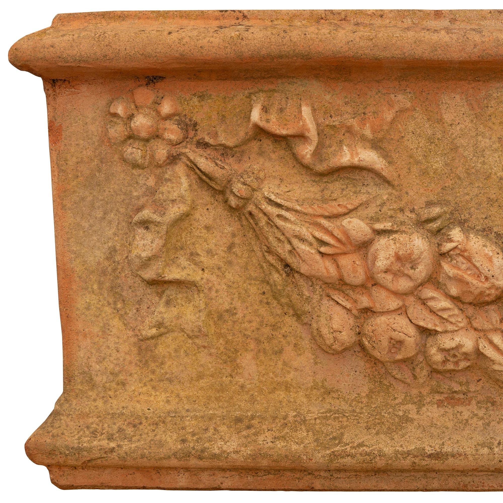set of three Italian Turn of the Century Tuscan st. Terra Cotta planters For Sale 1
