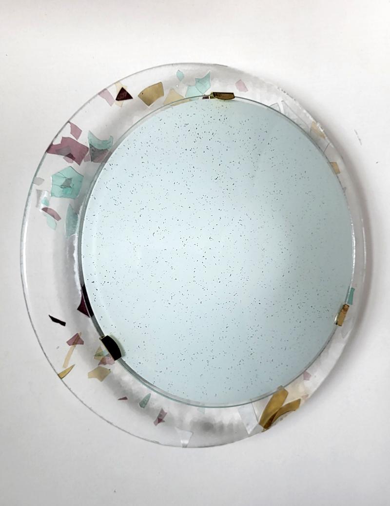 Satz von drei italienischen Vintage Geometrische Murano-Glas Wand oder Decke Flushmounts (20. Jahrhundert) im Angebot