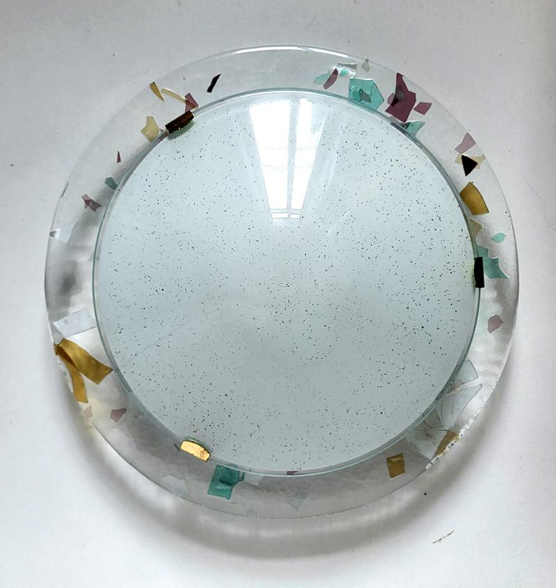 Satz von drei italienischen Vintage Geometrische Murano-Glas Wand oder Decke Flushmounts (Muranoglas) im Angebot