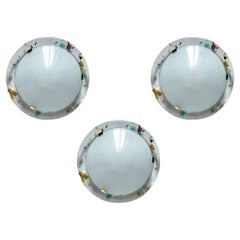 Set of Three Italian Vintage Geometric Murano Glass Wall or Ceiling Flushmounts