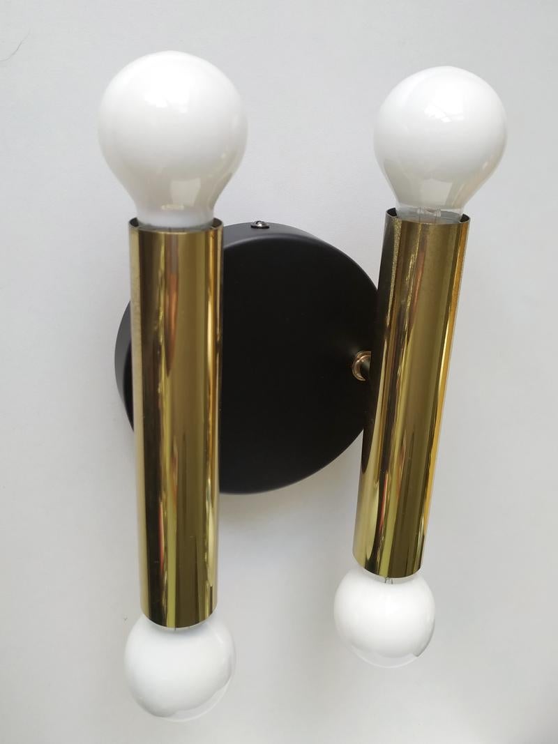 Mid-Century Modern Set of Three Italian Vintage Minimalist Wall Lights Sconces Flushmounts, 1960s For Sale