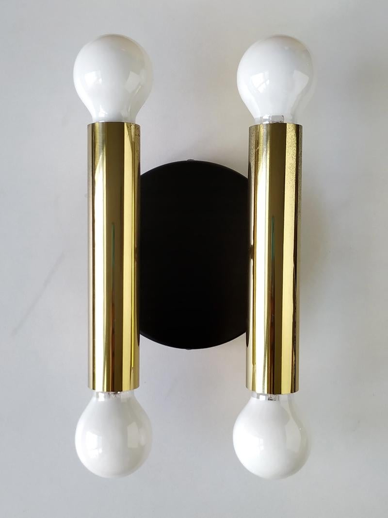 Set of Three Italian Vintage Minimalist Wall Lights Sconces Flushmounts, 1960s In Good Condition For Sale In Berlin, DE