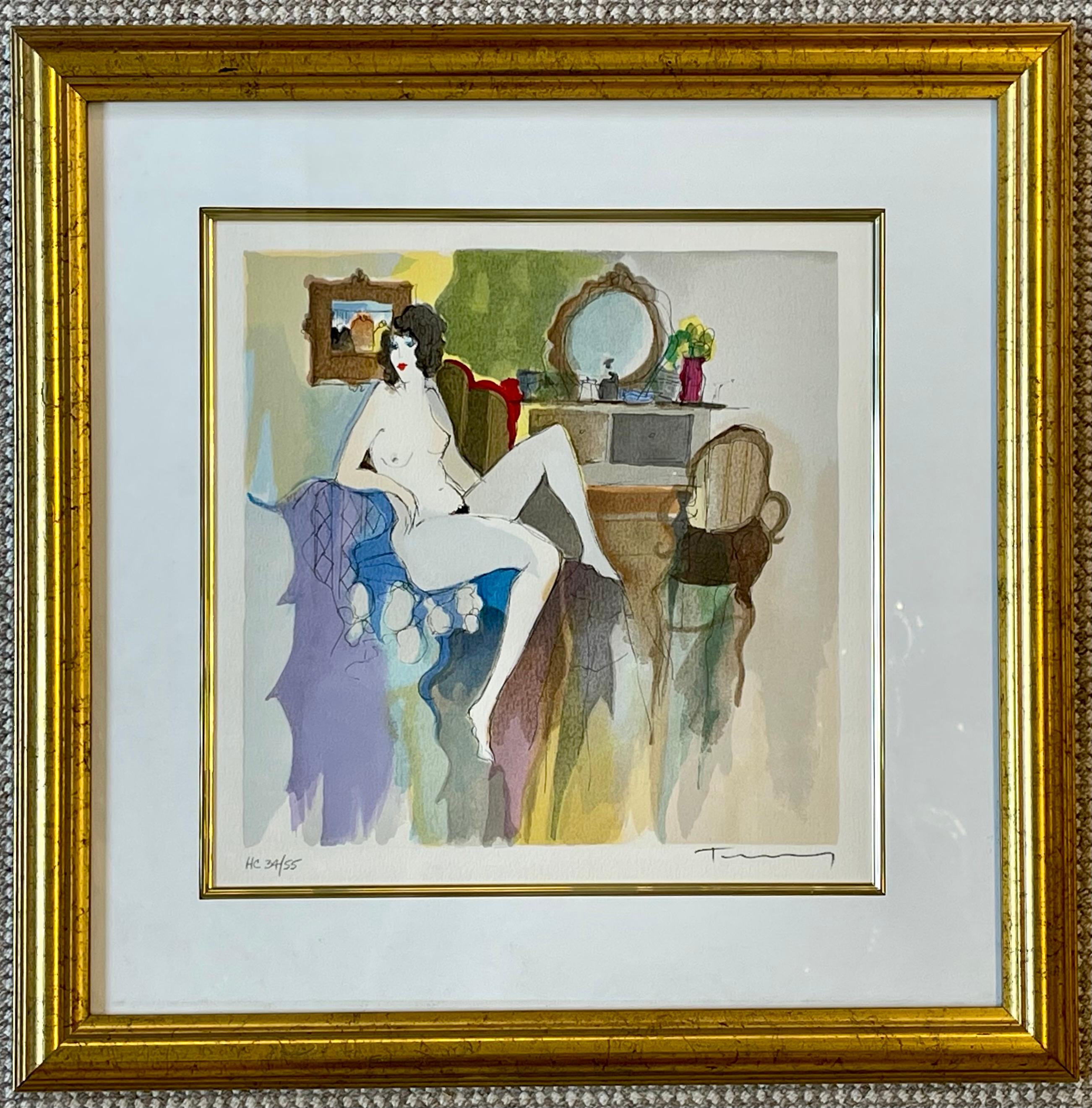 Hand-Painted Set of Three Itzchak Tarkay Serigraphs of Nudes For Sale