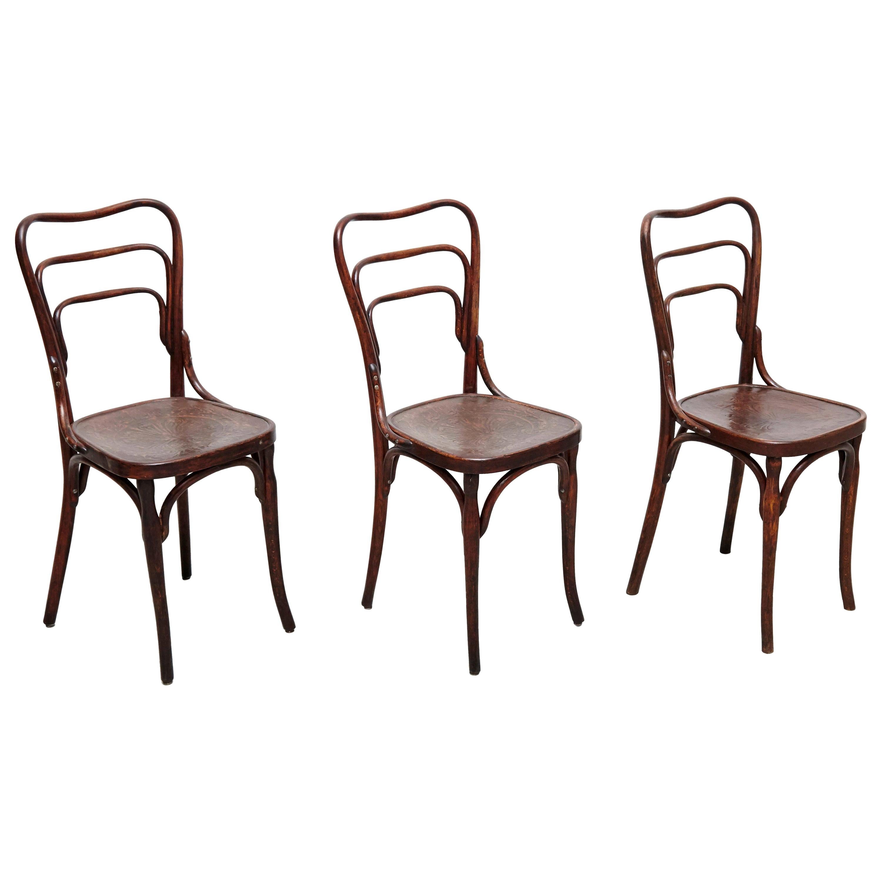 Set of Three J & J. Khon Chairs, circa 1900