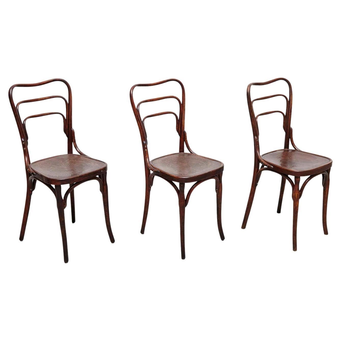 Set of Three J & J. Khon Chairs, circa 1900