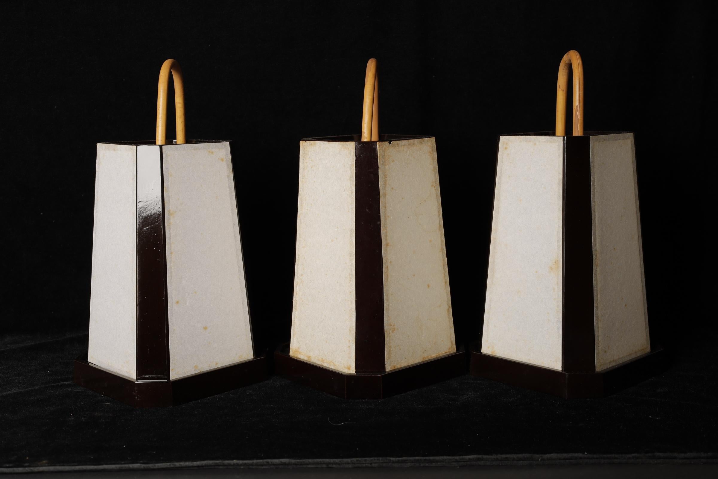 Showa Set of three Japanese Andon paper Lantern for tea ceremony For Sale