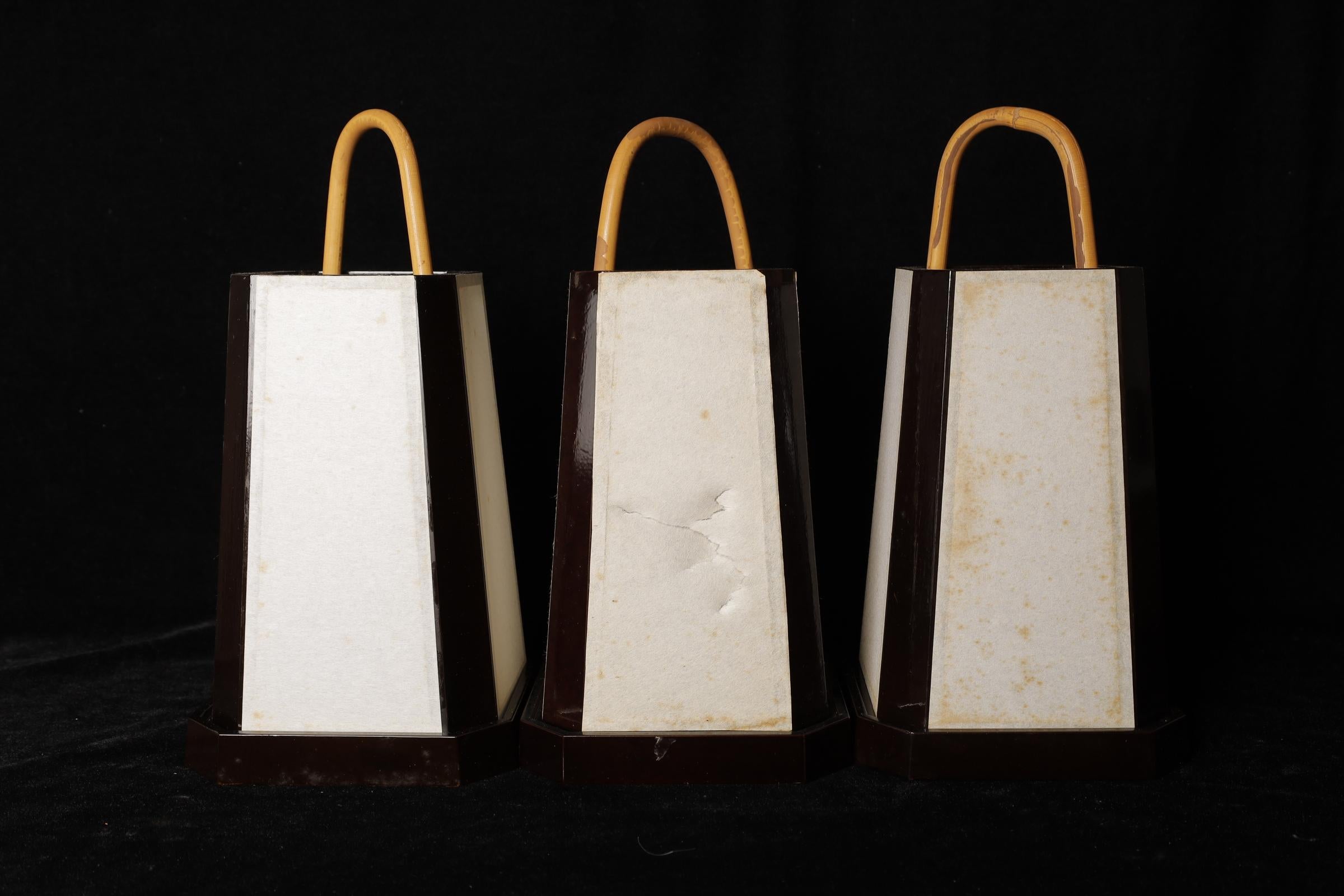 Set of three Japanese Andon paper Lantern for tea ceremony In Good Condition For Sale In Fukuoka, JP