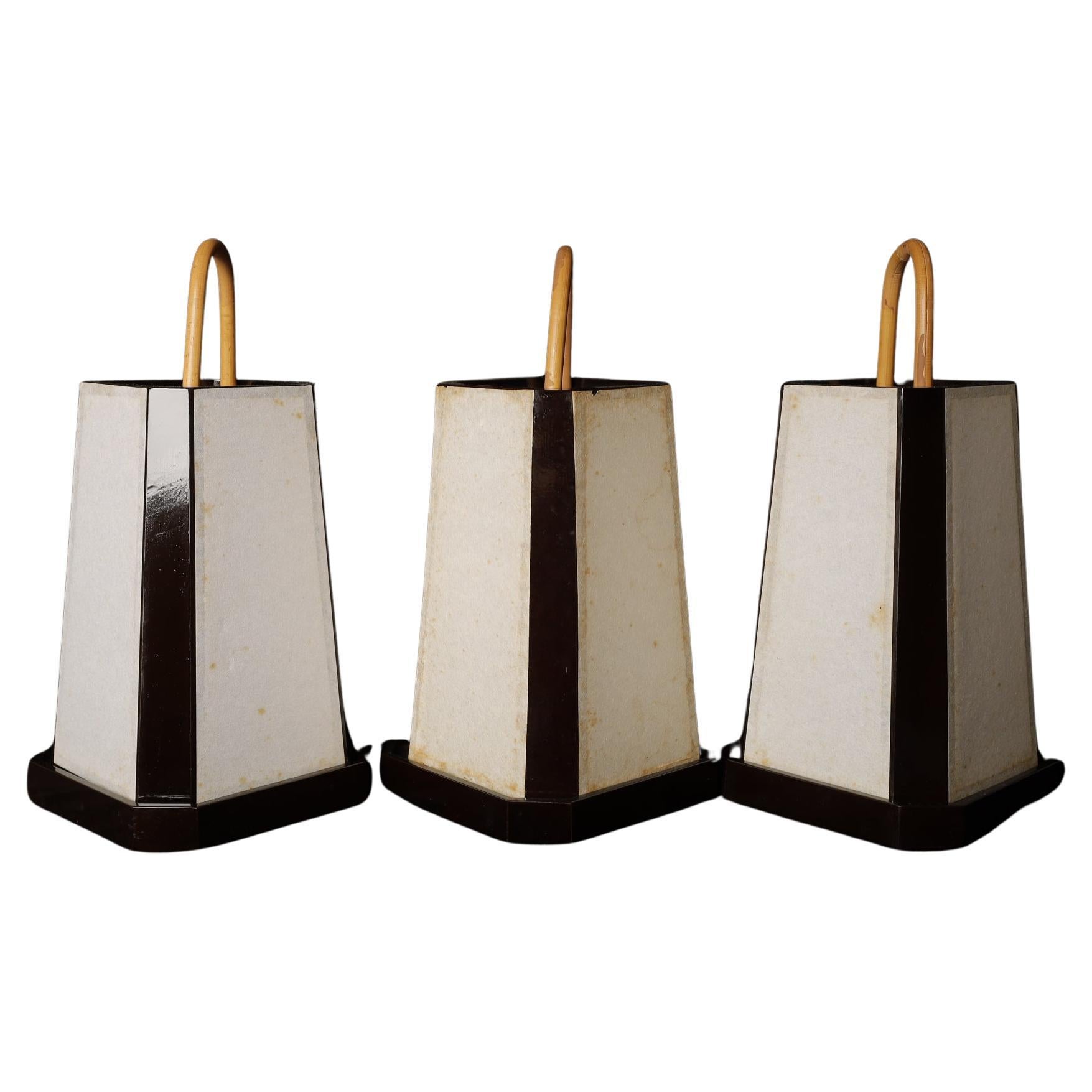 Set of three Japanese Andon paper Lantern for tea ceremony For Sale